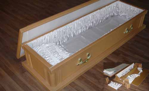 cardboard coffin, cardboard casket, paper coffin, paper casket