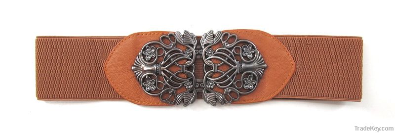 Elastic Brown Belts with Fahsion Buckle