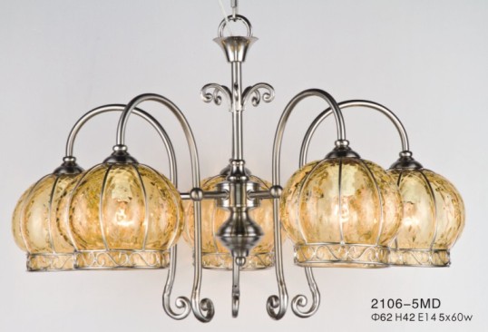 Italian glass pendant lamp--amber color