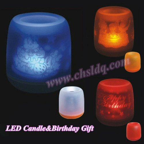 LED flameless candle, pillar shape with nice projection image
