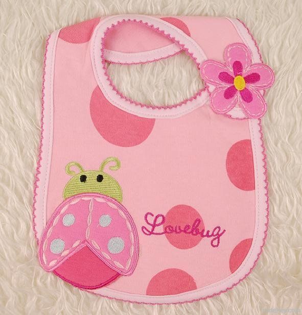 colorful embroidered cute animal baby bibs