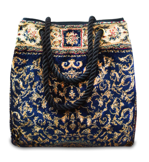 Vintage-Style CARPET BAG navy