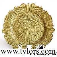 Gold sponge metallic glass charger plates
