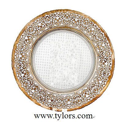 bronze and silver glass charger plates,customized colors 