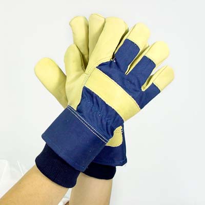 Beige Cowhide Grain Leather Work Glove
