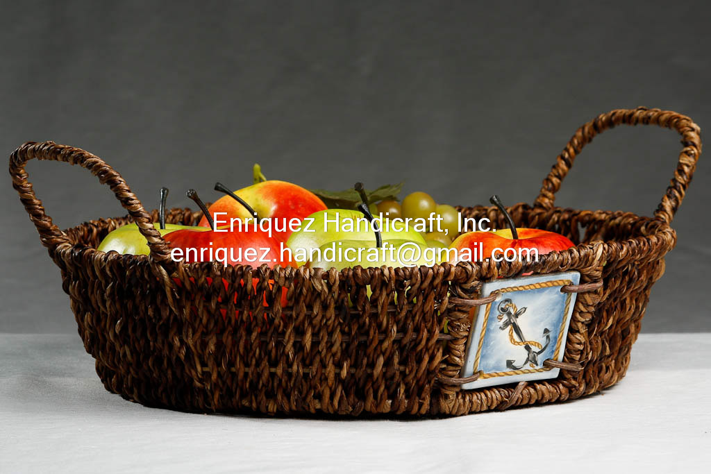 Woven Tabletop Fruit Tray with handles