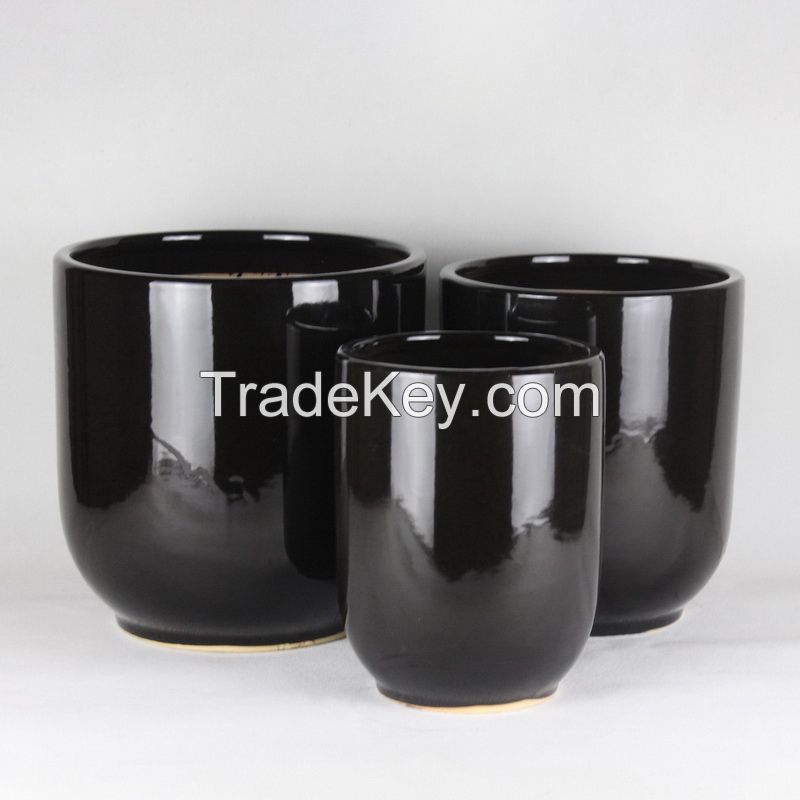 small ceramic flower pot chrome series