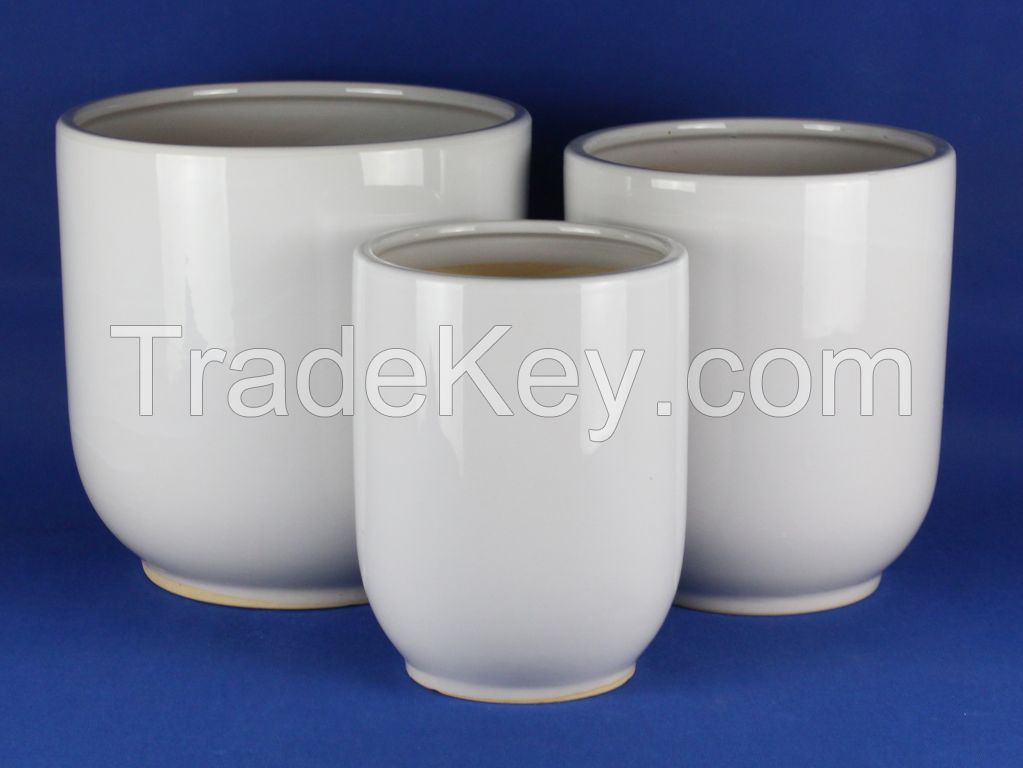 small ceramic flower pot chrome series