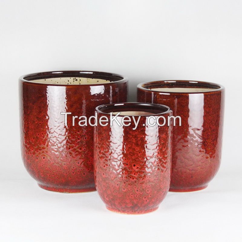 small ceramic flower pot chrome series