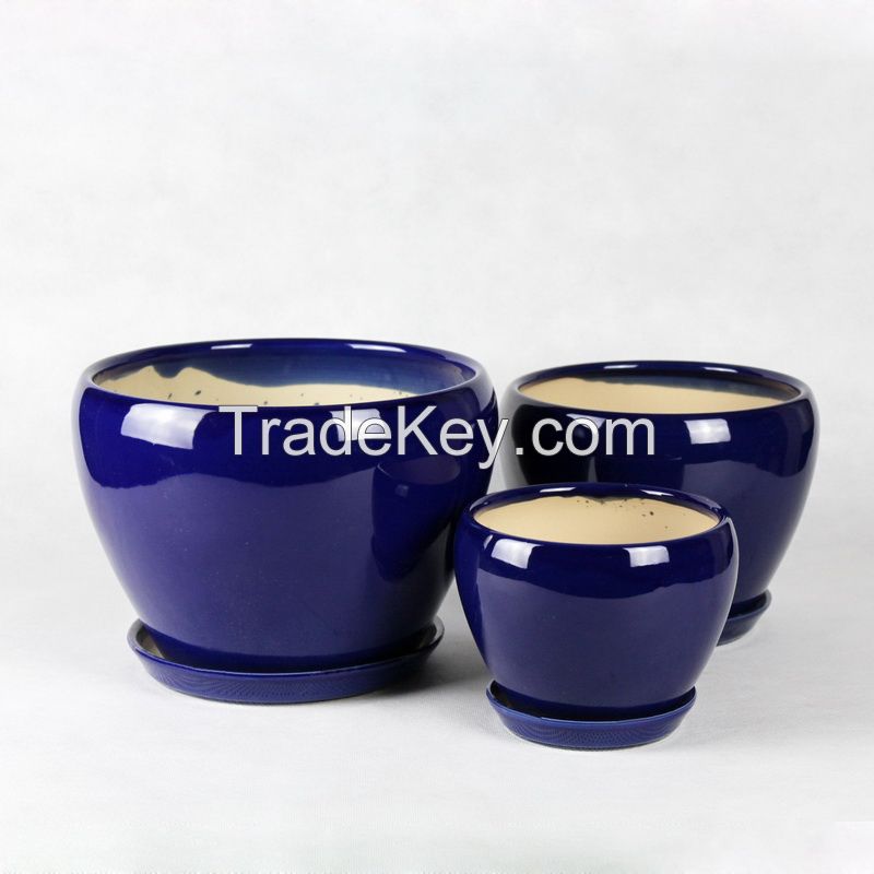 small ceramic flower pot color glazed series