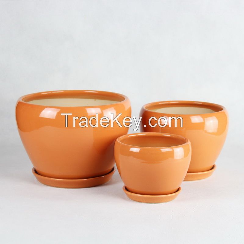 small ceramic flower pot color glazed series