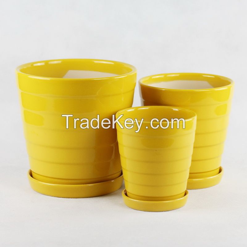 small ceramic flower pot 002 color glazed series