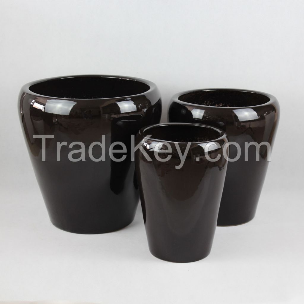 Large ceramic flowerpot round series