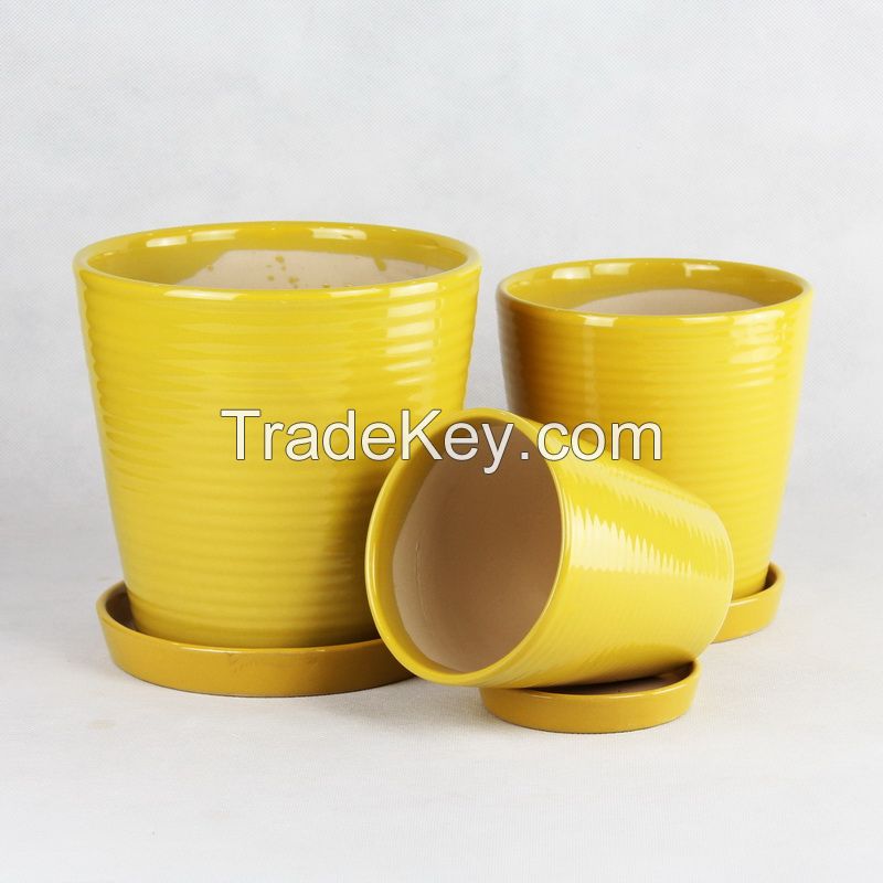 small ceramic flower pot 004 color glazed series