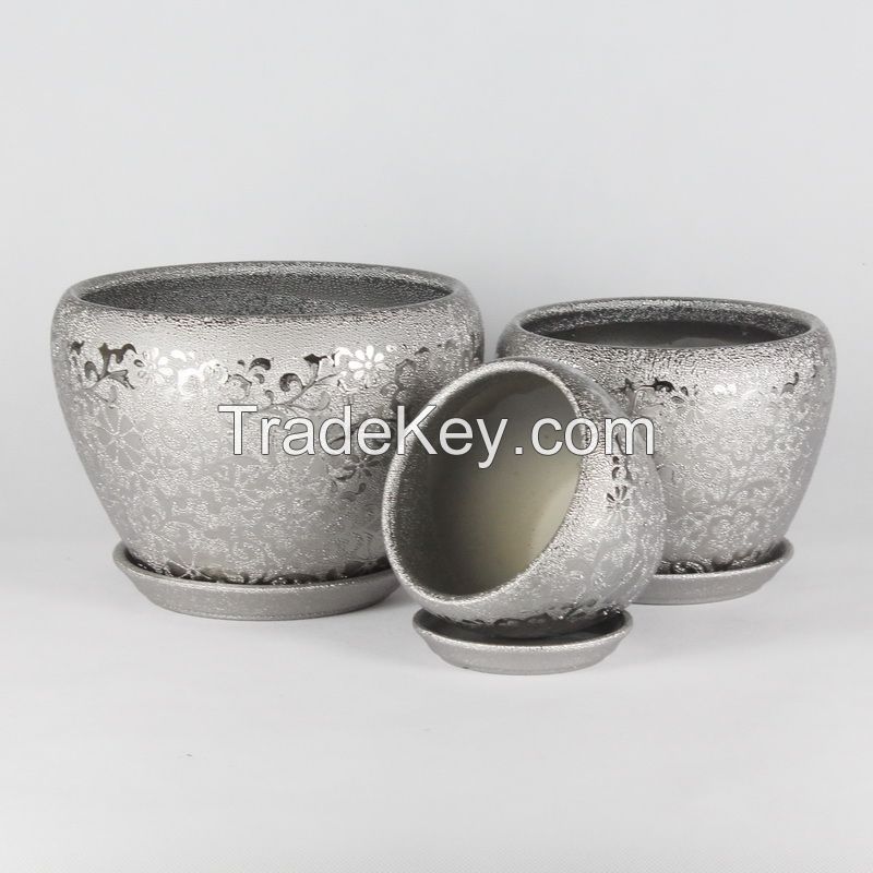 small ceramic flower pot 201 chrome series