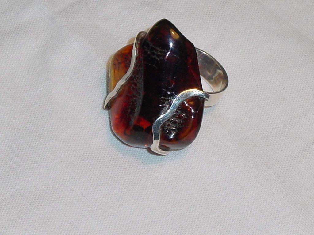 Silver Ring with natural baltic amber