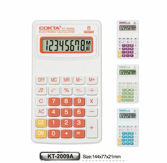 8digits handheld calculator with four colours are availiable