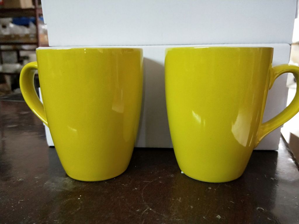  Wholesale 11oz ceramic yellow green color mug round shape