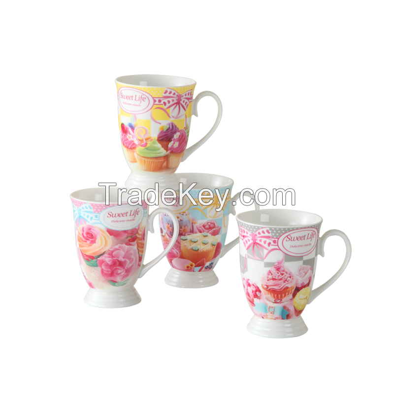 China manufacturer customized cake printed and logo promotional porcelain ceramic mug 