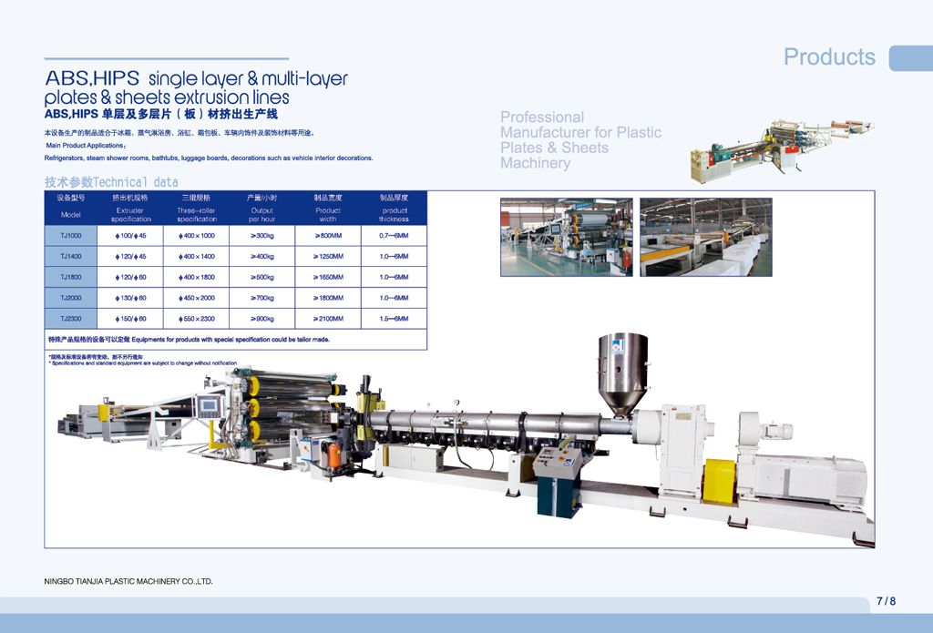 ABS, HIPS Single-layer & Multi-layer Sheet & Plate Extrusion Line