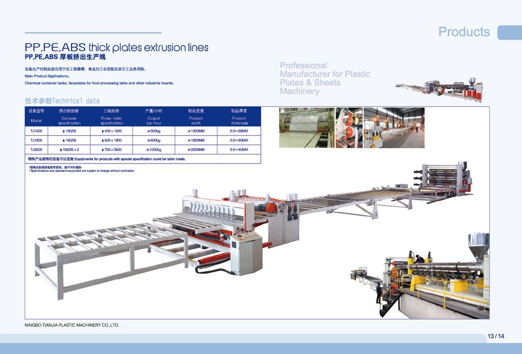 PP, PE, ABS thick plate extrusion line