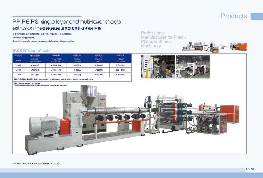 PP, PE, PS single-layer and multi-layer sheet extrusion line