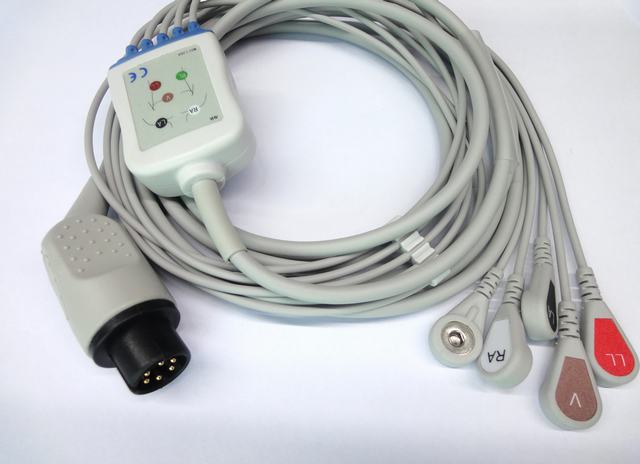 AAMI 6Pin one-piece 5-lead ECG cable