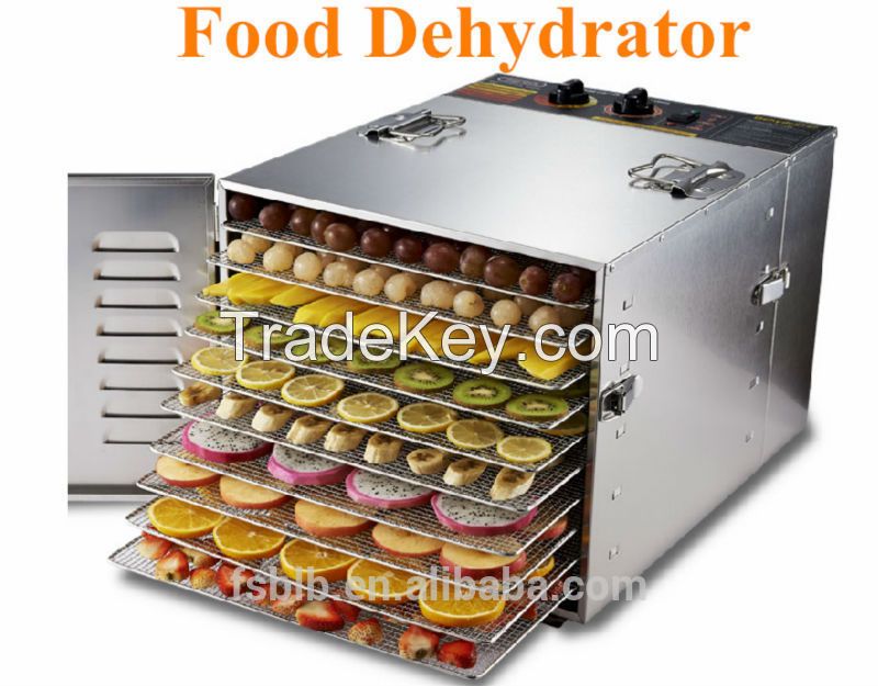 Stainless steel professional food dehydrator/fruit dehydrator with 10 trays