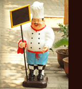 Resin chef with blackboard