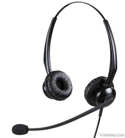 Professional noise-cancelling binaural call center headset / telephone