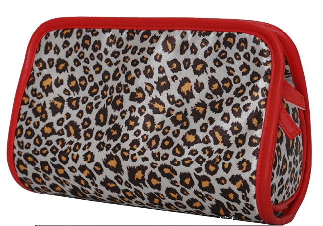 Fashion Leopard grain cosmetic bag with velcro