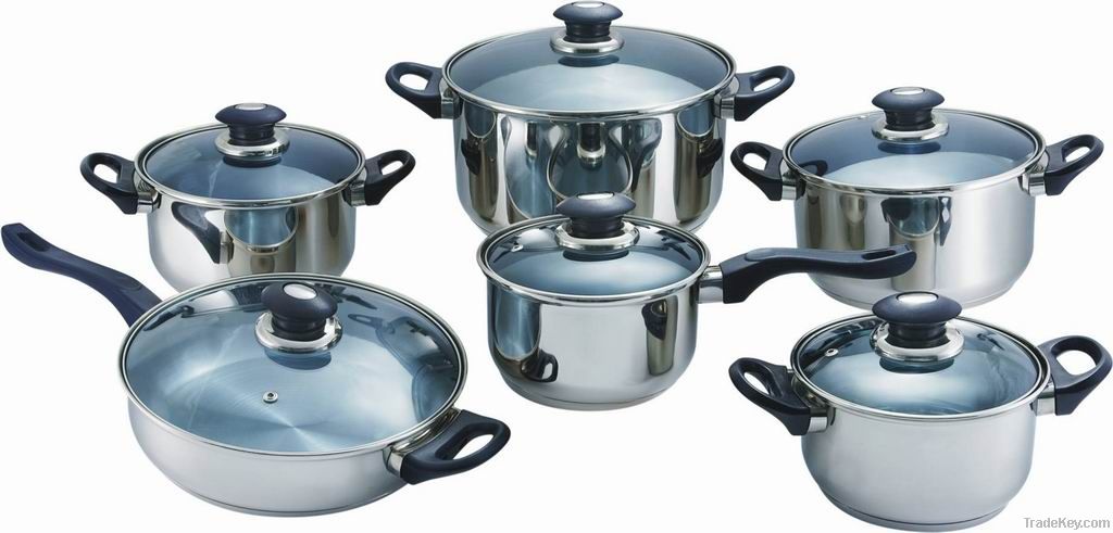 12pcs stainless steel straight body cookware set