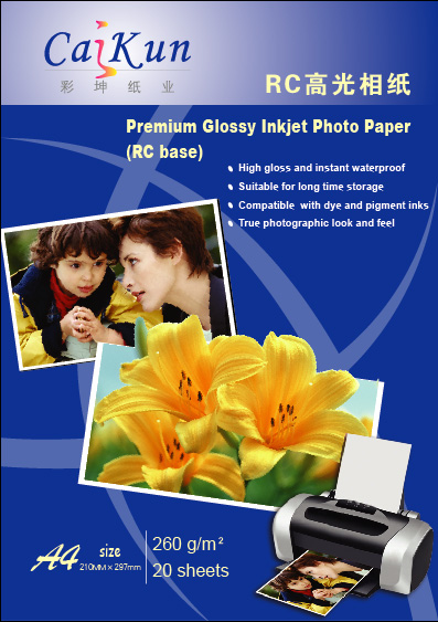 260g Premium glossy Inkjet Photo Paper(RC base)