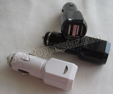 5V 3A Dual USB Car Charger, Auto Power Adaptor for iPad, iPhone, Black