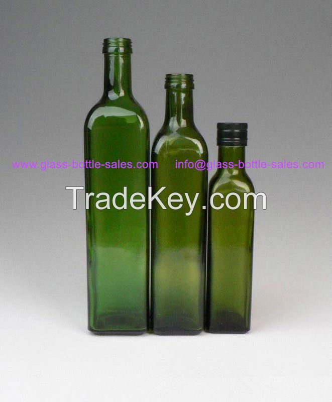 Marasca or dorica Clear and Dark Green Olive Oil Glass Bottles With alu cap