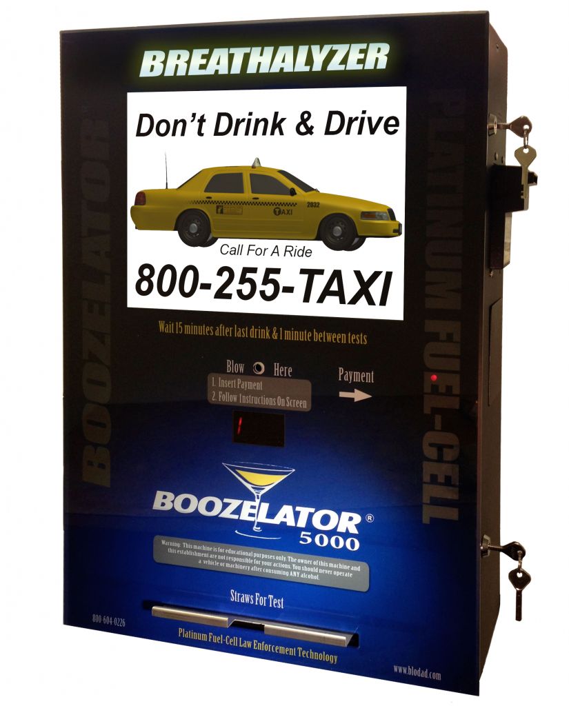 A Boozelator 5000 Breathalyzer Vending Machine