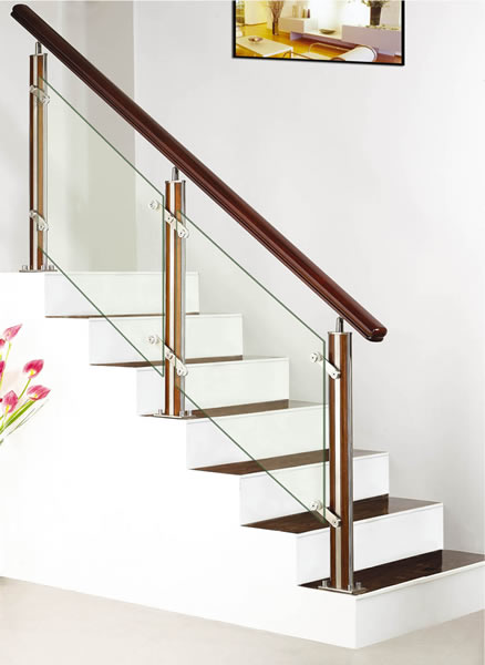 stainless steel 304 and wood stair case