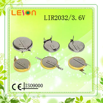 3.6V LIR2032 button cell