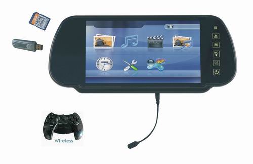 7inch rearview mirror monitor with GAME, bluetooth, USB/SD, car video