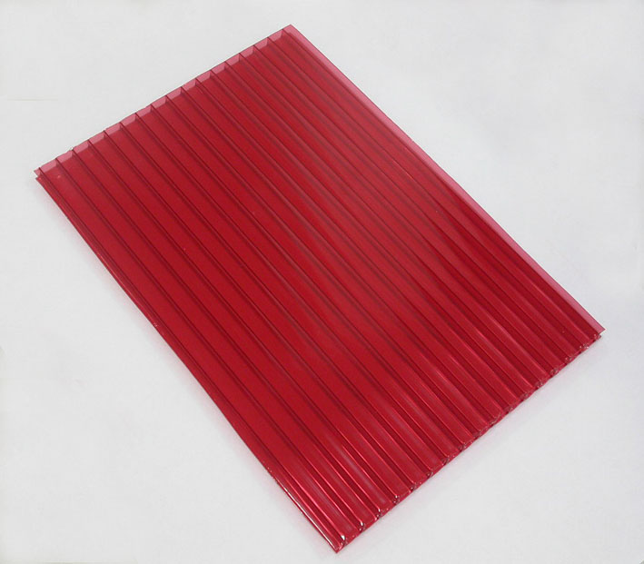 4mm polycarbonate red hollow sheet