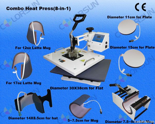 2013new!combofunction 8 in 1 heat press machine