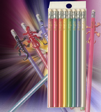 12 neon HB  wooden pencils