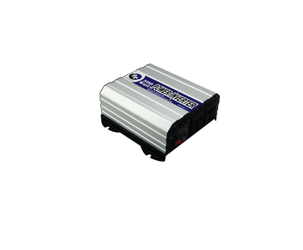 12VDC to 220VAC 500W output power Car inverter with Built-in USB Port and Aluminum Housing Design