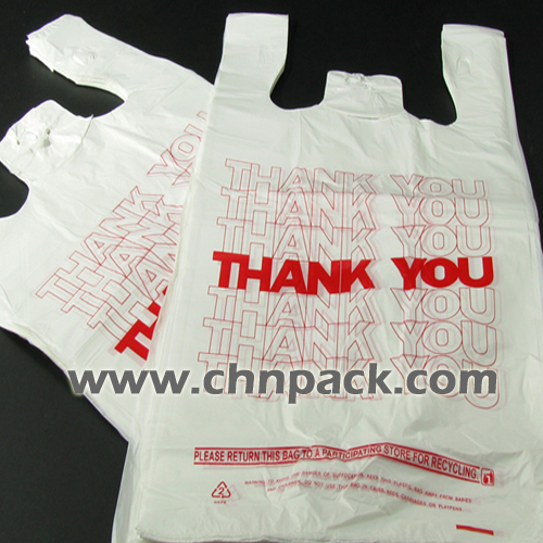 virgin HDPE or LDPE t shirt bags for supermarket