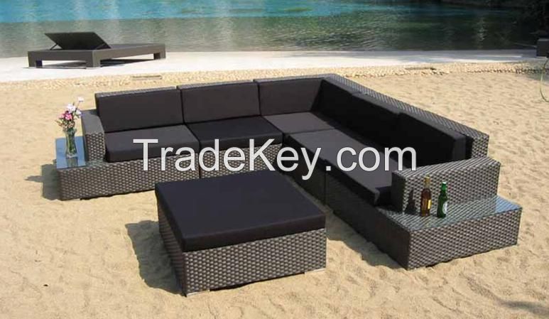Luxury rattan corner right-angle sofa set&rattan garden sofa bed