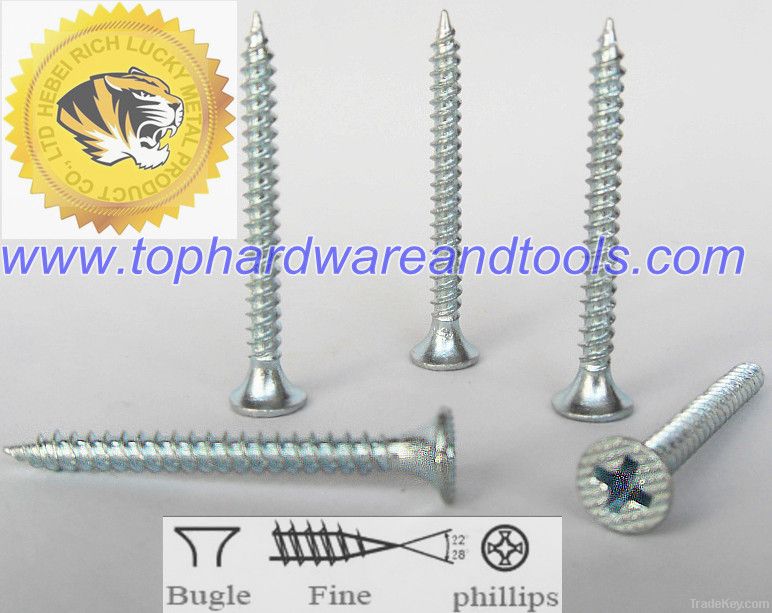 fine thread, white zinc coating drywall screw