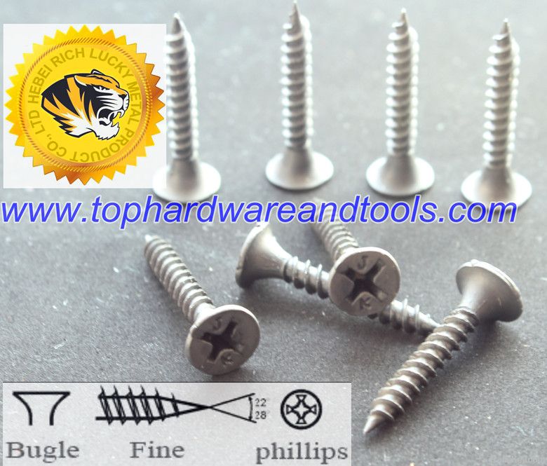 fine thread, grey phosphated drywall screw