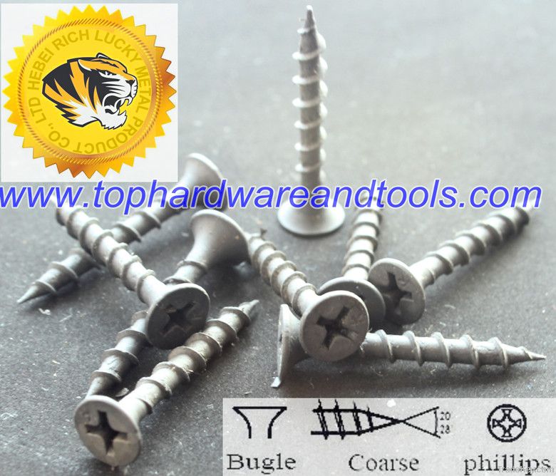 coarse thread, grey phosphated drywall screw