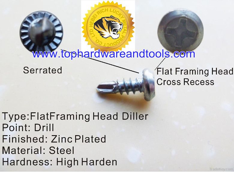 flat framing head self-drilling screw