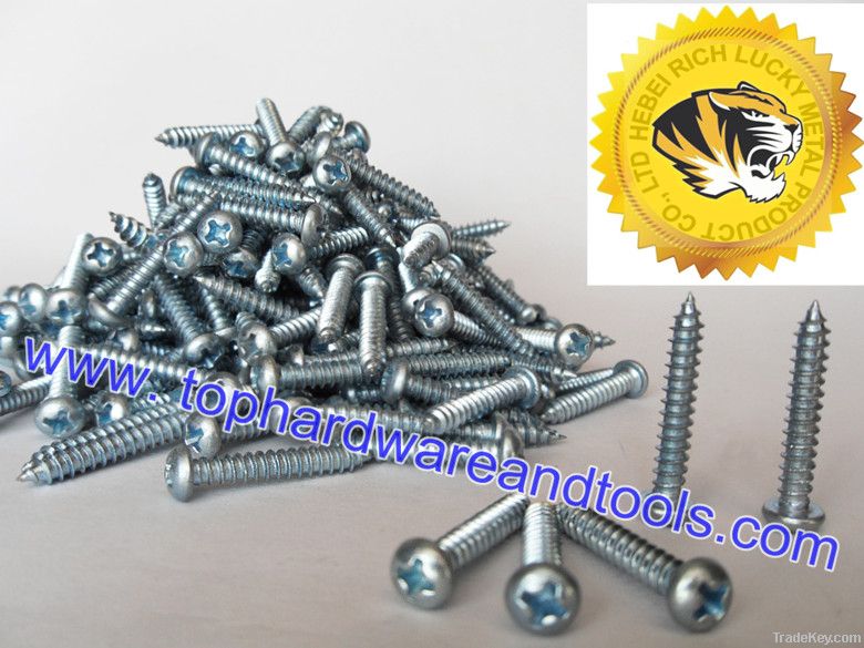 yellow zinc coating pan head self-tapping screw